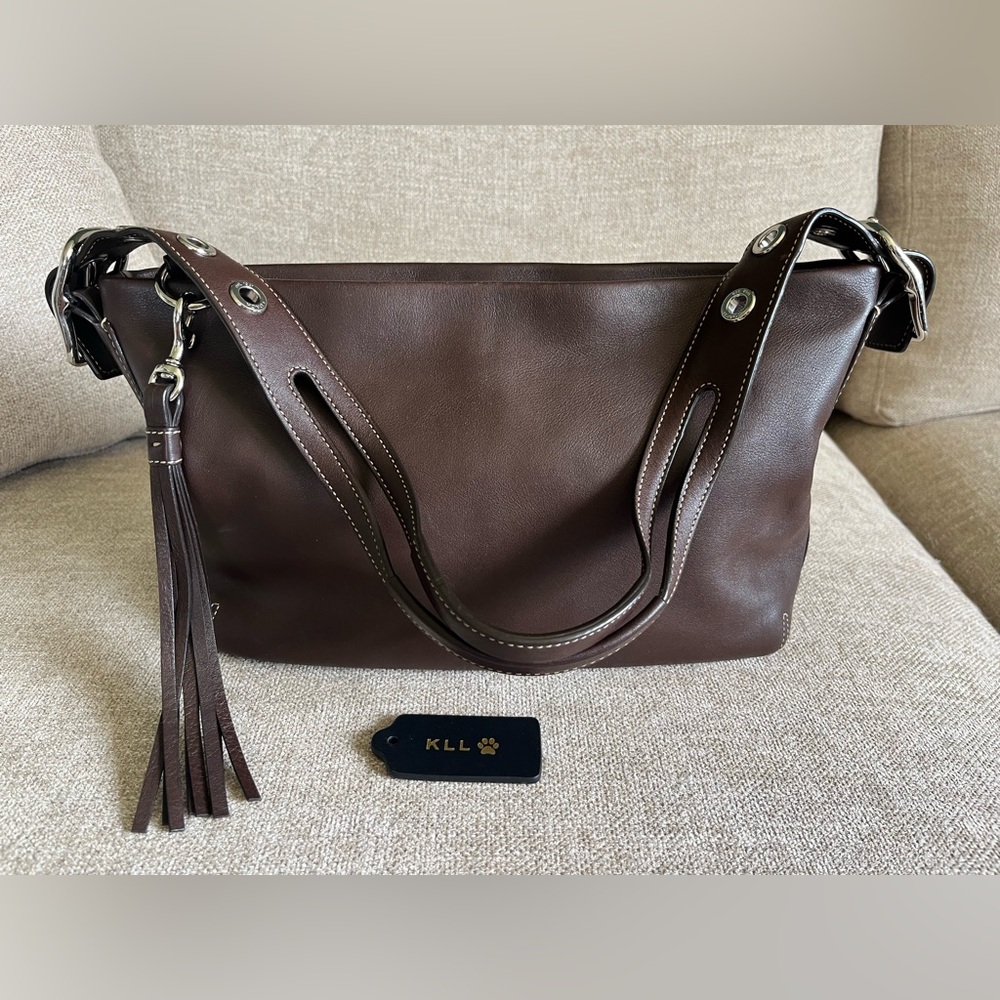 Vintage Y2K Coach East West Legacy Tassel Shoulder Leather Purse
